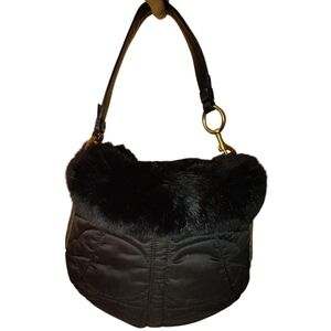 Coach Soho Rabbit Fur Quilted Ski Hobo Purse